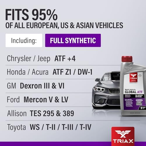 TRIAX Multi-Vehicle Global ATF Full Synthetic | Compatible with Honda DW-1, Dexron III & VI, Mercon V, Nissan Matic, ATF +4, TES 295 & More | OEM Grade Automatic Transmission Fluid (1 Quart)