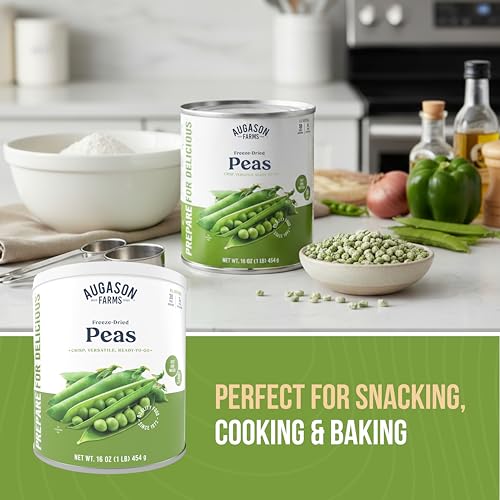 Augason Farms Freeze-Dried Peas Can | Emergency Food Supply, 30 Servings, 30 Year Shelf Life, Great for Cooking, Side Dishes, and Snacks
