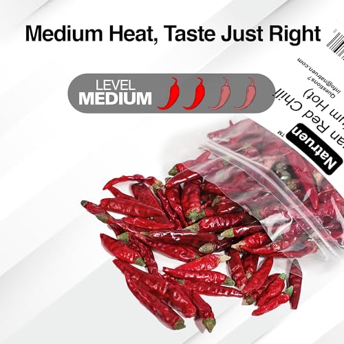 Natruen Dried Sichuan Red Chili Pods 4 oz, Medium Hot, Whole Chilies
