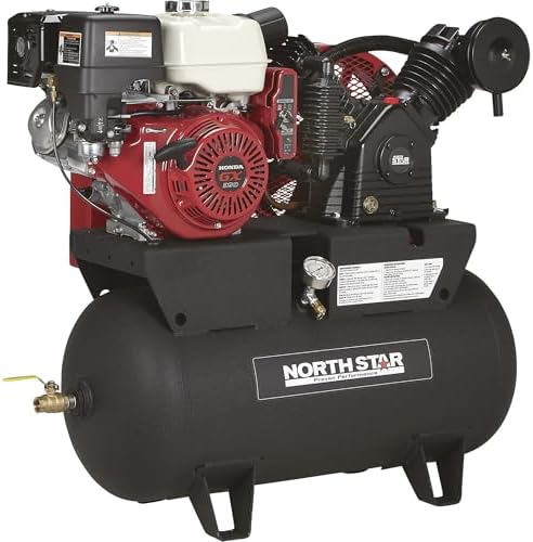 NorthStar Gas Air Compressor, 30-Gallon, 90 PSI, 24.4 CFM at 90 PSI | Honda GX390 OHV engine, Horizontal tank, Portable shop-air supply