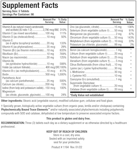 BIOTICS RESEARCH Bio Multi Plus Iron & Copper Free Multivitamins 270Tablets