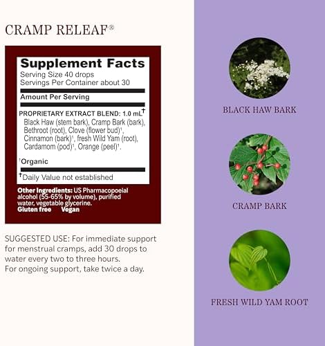 Herbs Etc. Cramp ReLeaf (Menstrual) Classic Liquid Extract - Cycle Support Supplement that Soothes Cramps - Black Haw