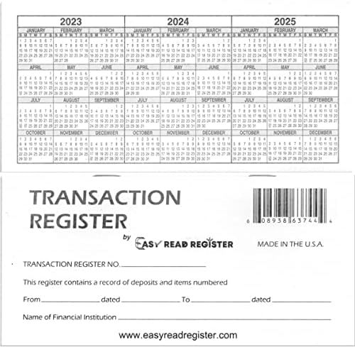 Checkbook Register, Made in The USA, Check Registers for Personal, Blank Ledger Transaction Registers for Personal or Business Bank, Check Register Book (23-24-25 Calendars, 10)