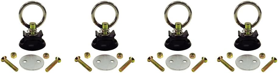 Pit Posse Aluminum L Track Anchor Tie Down Rings (4 Pack) S Track Quick Disconnect System - Enclosed Cargo Trailer, Utility, Flatbed, Truck, SUV, RV, Cargo, Hauling - 4000lb Pull Capacity (Red)