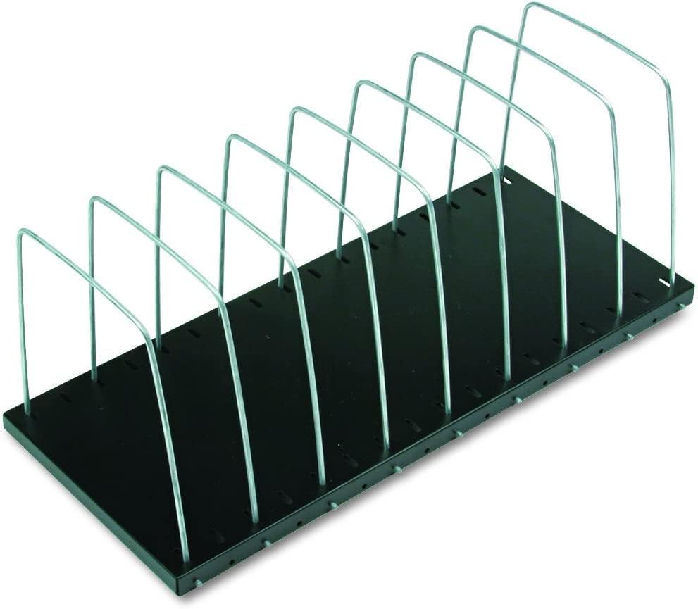 MMF Industries STEELMASTER Adjustable Desk File Organizer Rack | 8 Compartments | Wire Dividers | Black | Scratch & Chip-Resistant Finish | Non-slip