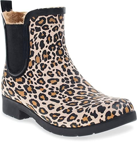 Chooka Women's Delridge Waterproof Faux Fur Chelsea Rain Boot Slip On
