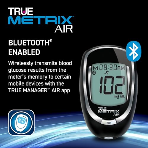 TRUE METRIX AIR Meter Kit, Glucose Monitor, Supplies, Log Book, Solution