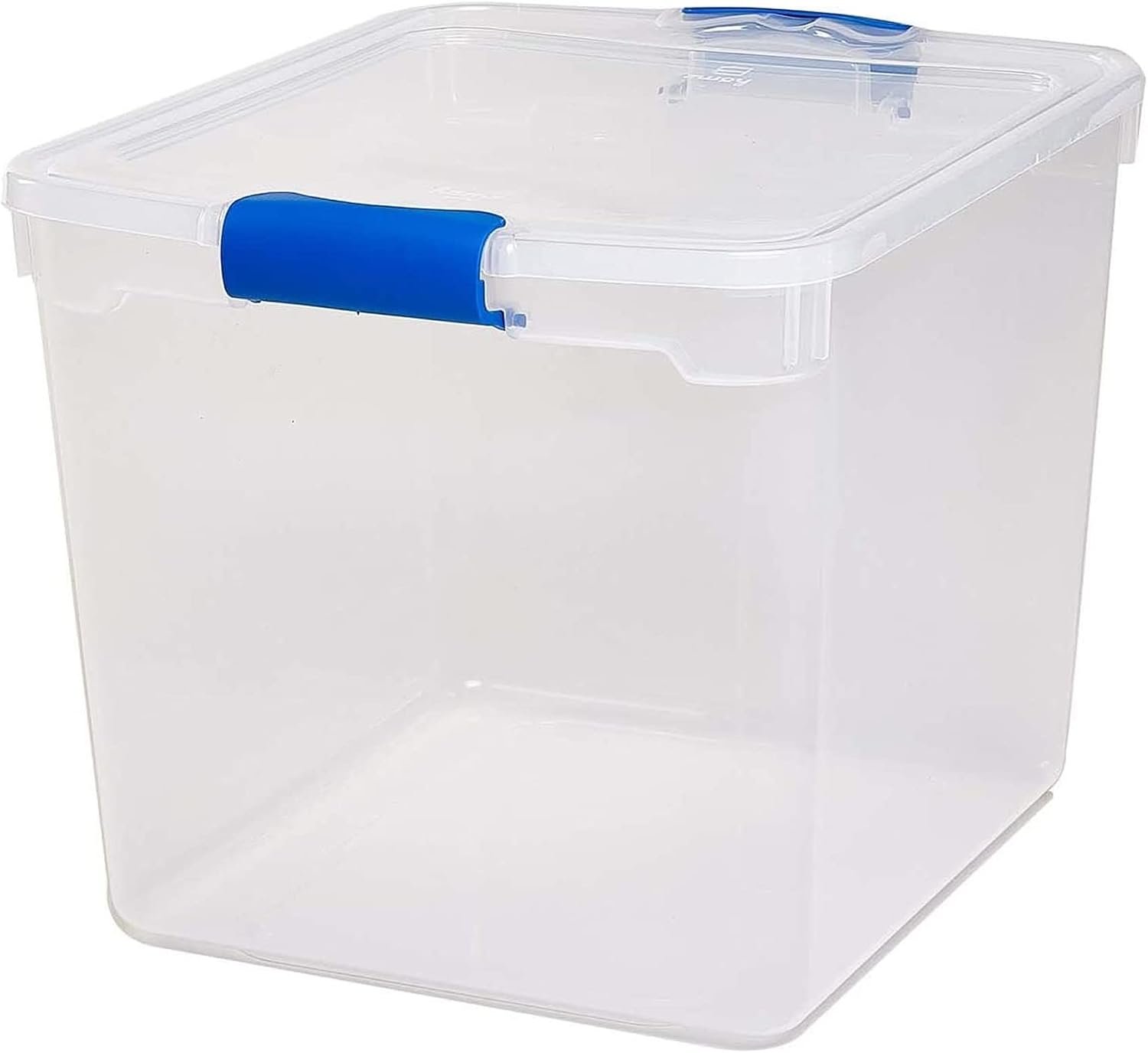 HOMZ Clear Plastic Storage Bins with Latching Lid, 15.5 Qt, Blue, 4 Pack | Stackable Container Set for Home, Office Shelves, Kitchen, Garage, and Bathroom Organization