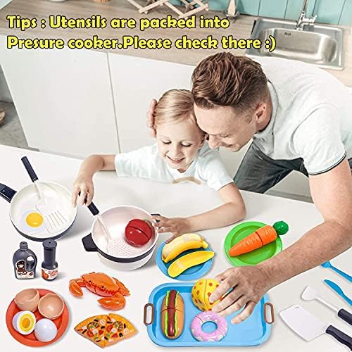 Kids Kitchen Toy Cookware Play Food Play Dishes with Pots Pans Accessories