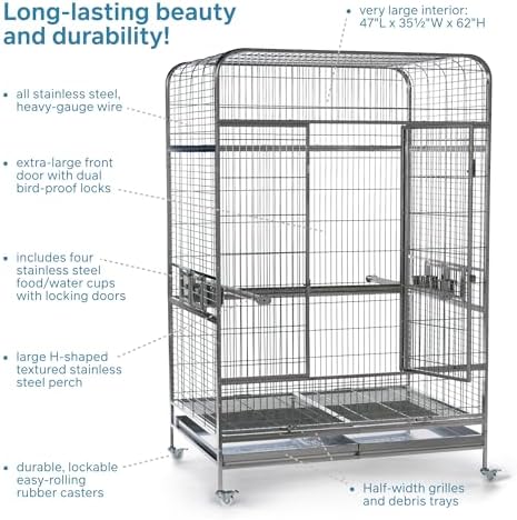 Prevue Pet Products Imperial Extra Large Stainless Steel Bird Cage