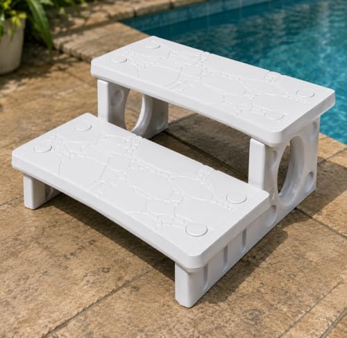 XtremepowerUS Premium Multi Purpose 2-Step Spa Hot Tub RV Campers Deck Steps Deck, Spa, Hot Tub, Bathtub, Swimming Pool Sided Step Non-Slip Steps for Outdoor/Indoor (Gray)