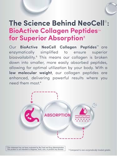 NeoCell Collagen Peptides Powder | 6.9 oz | Unflavored Supplement | with Vitamin C and Hyaluronic Acid | Advanced Formula | Hair, Skin, & Nails | for Women and Men | With Vitamin C and Hyaluronic Acid | Advanced Formula | Hair, Skin, & Nails | for Women…