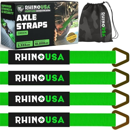 Rhino USA Axle Tie Down Straps - 11,128lb Break Strength with D-Rings