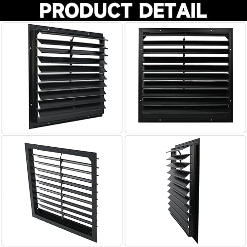 20 Inch Aluminum Automatic Exhaust Shutter Louver Vent, 2Pcs | 2Pcs Aluminum Gravity Shutters Louver for Windows Outside, Home Attics, Greenhouse Vent