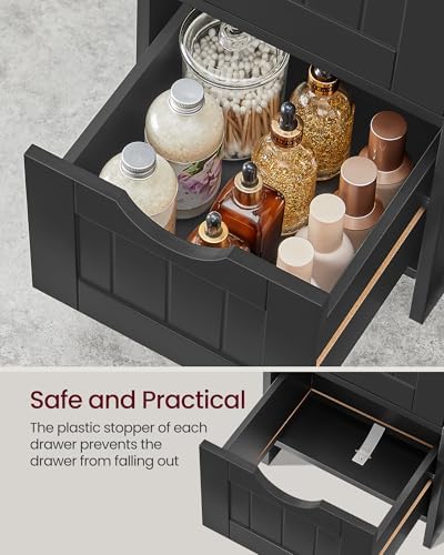 VASAGLE Floor Storage Cabinet, Freestanding Storage Organizer with 4 Drawers, 11.8 x 11.8 x 32.3 Inches, for Living Room, Bathroom, Dining Room, Kitchen, Modern Style, Cloud White ULHC040WH01S