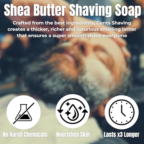 GENTS All Natural Shaving Soap Set for Men, 3 Pack Cedar & Pine, Sandalwood, Bay Rum, Shea Butter Rich Lather, Barbershop Wet Shave Grooming Kit