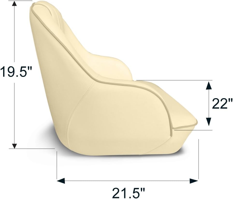 Leader Accessories Pontoon Captains Bucket Seat Boat Seat Boat Chair | Boat Chair with Armrest Ergonomic Design Compression Foam Padding Injection Molded Plastic Frame