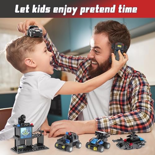 1110 PCS SWAT City Police Set Cop Car Building Set with Helicopter, Boat, Police Station, Mobile Command Center Truck Toys in 25 Different Models