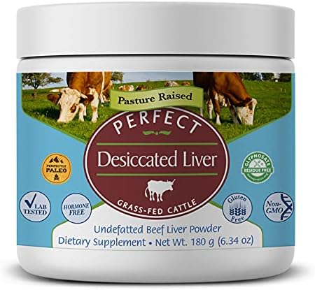 Perfect Supplements – Perfect Desiccated Liver Powder – 180 Grams – Undefatted Beef Liver – Natural Source of Protein, Iron, Vitamins A & B