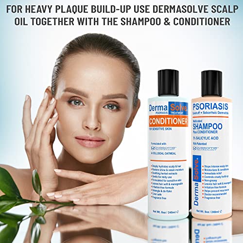 Dermasolve Psoriasis, Seborrheic Dermatitis & Dandruff Shampoo plus Conditioner. Naturally Heals Itchy Flakey Inflamed Skin and Provides Soothing Moisturizing Relief. (8.0 oz)