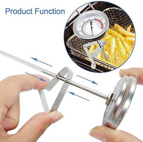 Efeng 15“ turkey fryer thermometer with pot clip (2 Pack), 2" dial candy thermometer with stainless steel clip, oil thermometerr for frying