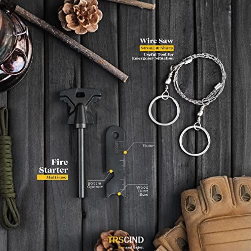 Survival Kit 14 in 1, Gifts for Men Dad Husband, Emergency Survival Gear and Equipment, Anniversary Birthday Gifts for Him Boyfriend, Hunting Fishing Camping Accessories