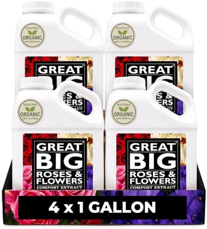Great Big Roses Fertilizer Booster for Rose & Flower Gardens, 32 Ounce | Organic; For Roses, Flowers, Hydrangeas & Flowering Shrubs; Mix 4 oz per gal water; More Blossoms & Better Root Uptake