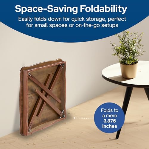 Stakmore Stylish Durable Versatile Square Folding Table, Cherry | Solid Wood Scalloped Edge Compact Traditional Card Table for Home Use