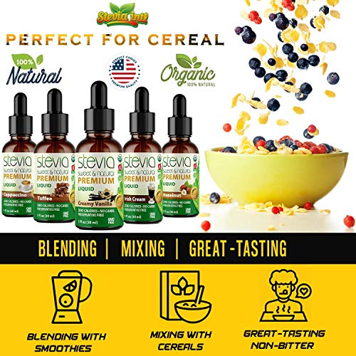 Stevia Intl - (Pack of 5) Coffee Lovers Bundle with 5 Flavors. Stevia Liquid Drops. All Naturally Sweet, Non-Bitter, No Sugar Added, 0 Carb, 0 Calorie