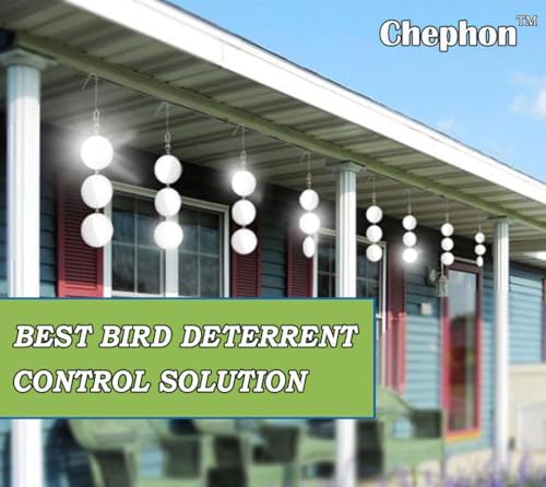 Chephon Upgraded Bird Scare Discs Set - Large 24 Discs - Highly Reflective Double-Sided Bird Reflectors Scare Devices - Better to Keep Most Birds