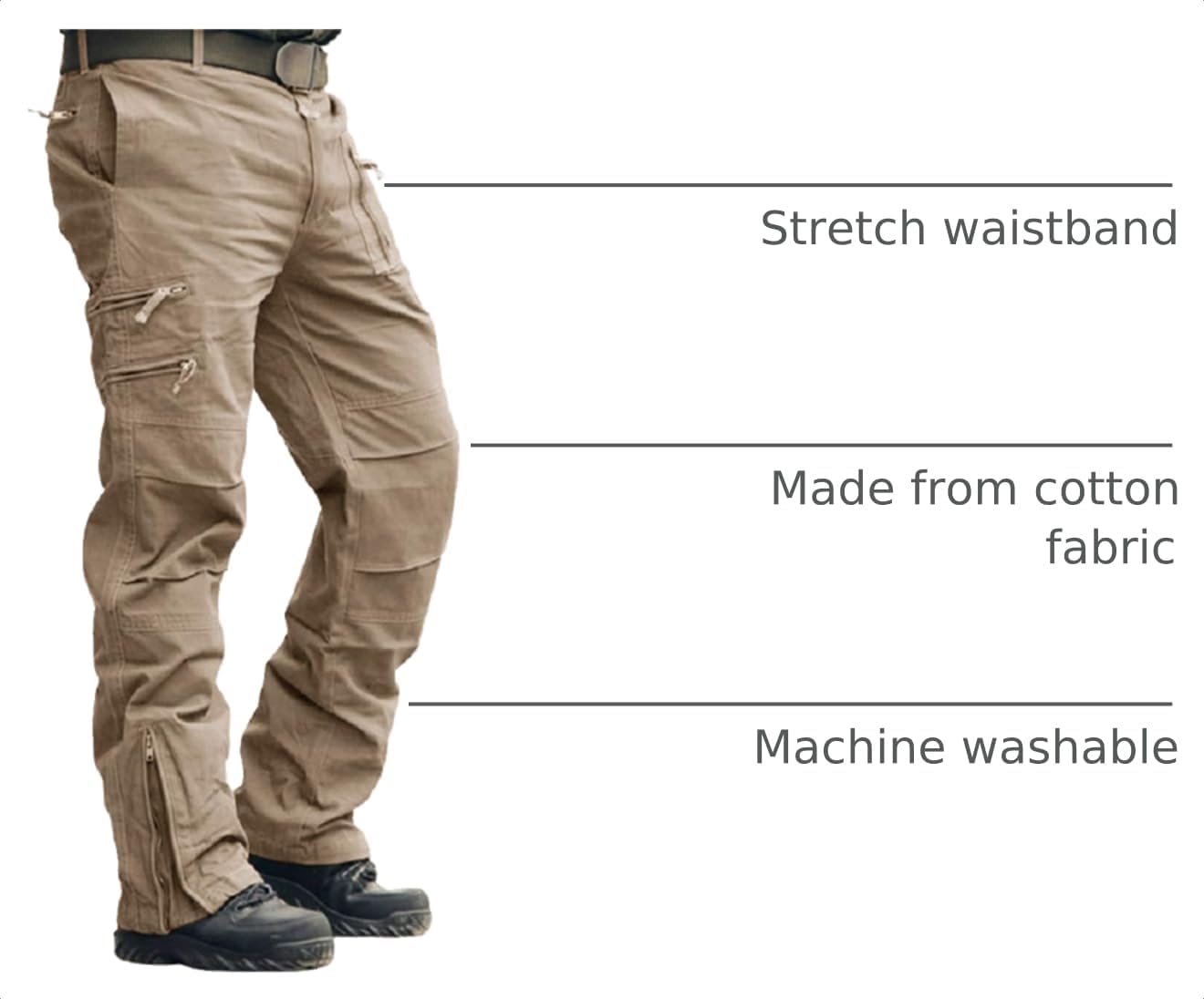CRYSULLY Mens Tactical Cargo Pants Ripstop Cotton Military Hiking Work