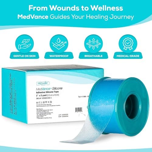 MedVance Silicone Adhesive Medical Tape, Scar Sheet,1" x5' (1 Pack)