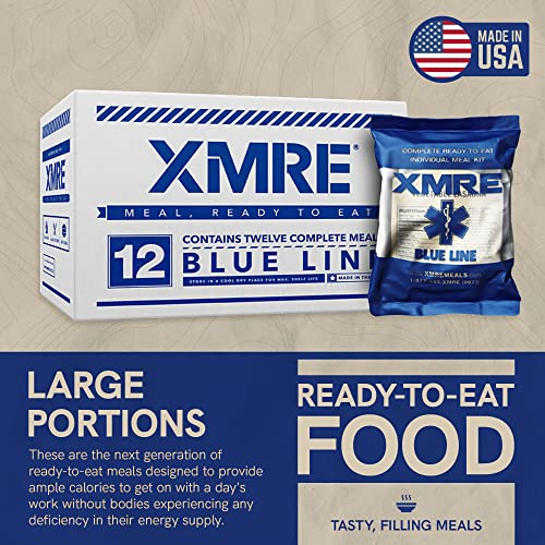 XMRE Blue Line MRE Meals Military 2022 Bulk | Military Grade MREs | For Survival Kits & Hurricane Preparedness Items | Emergency Food Supplies