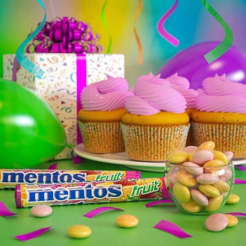 Mentos Fruit Chewy Mint Candy Roll, Mixed Fruit Flavors, Valentine's Day Candy for Parties & Favors, 14 Pieces Per Roll (Pack of 6) | Individually Wrapped Candy for Kids & Adults, Bulk Candy, Great for Parties, Birthdays, Holidays