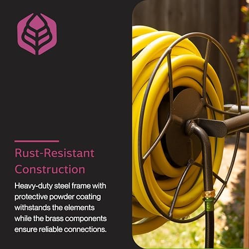 Yard Butler Hose Reel, 180 Degree Swivel, Wall Mount, 100-Foot Hose | Versatile Hose Reel, Great for Garden Hose Storage, Leakproof Design, Powder Coated Steel, Rust-Resistant, Tangle-Free