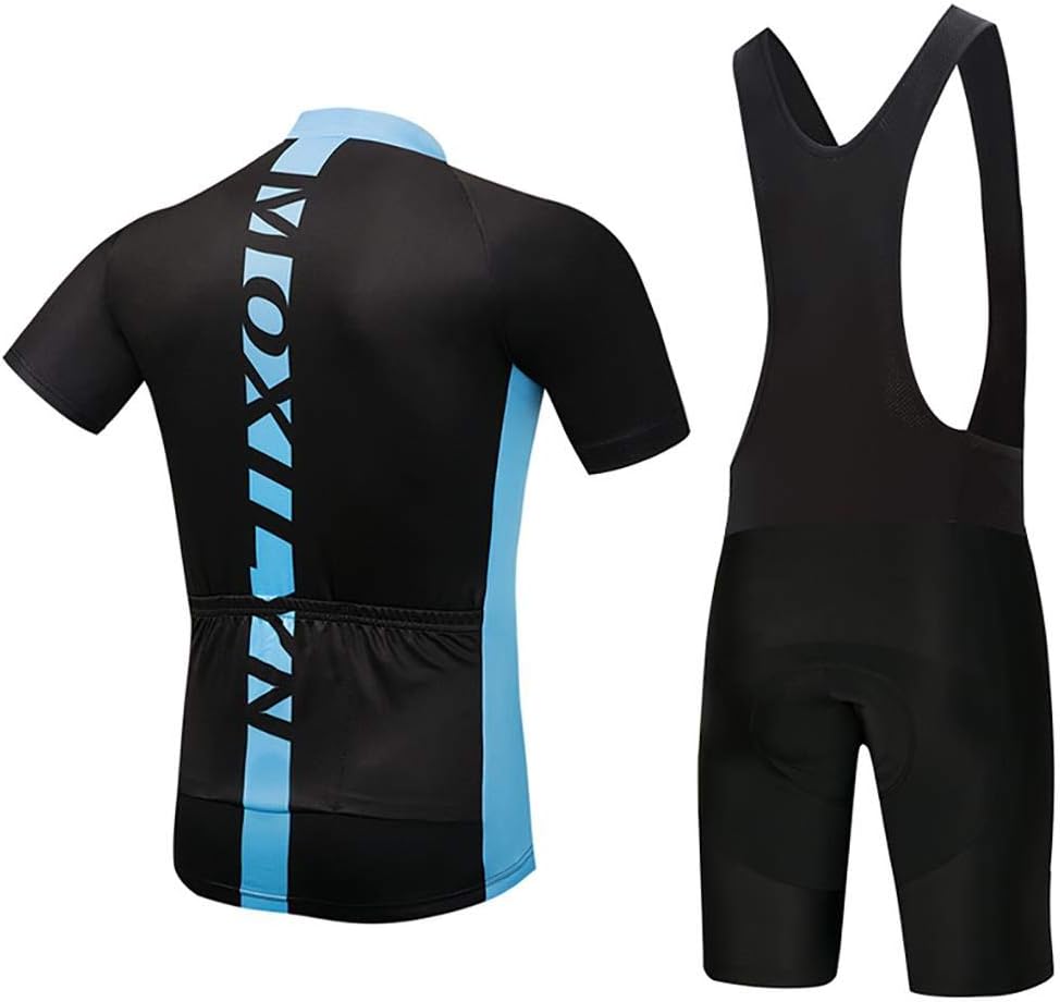 Men's Quick-Dry Cycling Jersey Set Road Bike Bicycle Shirt + Bib Shorts with 9D Gel Pad MTB Riding Clothing Kit