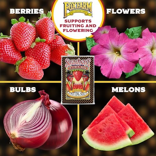 FoxFarm Strawberry Fields Fruiting & Flowering Potting Soil, 1.5cu ft - Designed to Pump Up Your Blooms, Fruits, and Berries - Made for the Fruiting and Flowering Stages of Plants