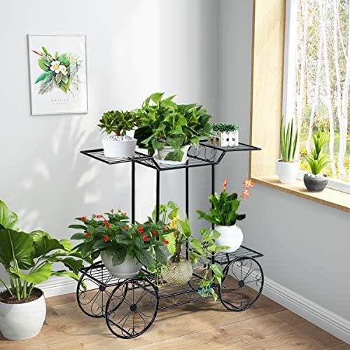 GIANTEX 6-Tier Plant Stand Indoor Flower Pot Holder, Metal Display Shelf