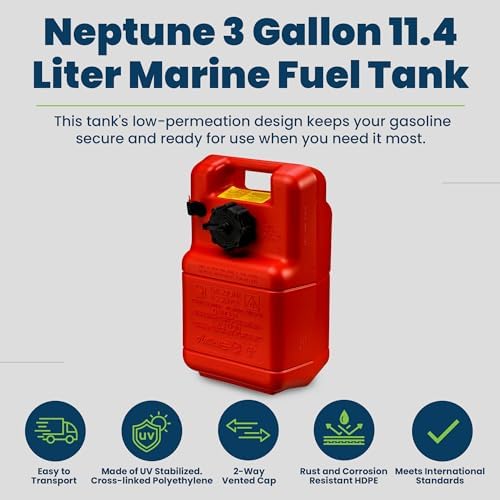 Scepter 6 Gallon Portable Marine Gas Can, Boat Fuel Tank with Top Handle | Underseat Design, 2-Way Vented Cap, Built-In Fuel Gauge and Pick-Up, EPA & CARB Compliant, 19.3"L x 12.2"W x 10.2"H (10511)