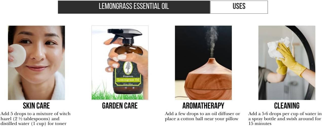 Peppermint Essential Oil 4 oz. with Huge Glass Bottle, Glass Dropper, and Sprayer. Detailed User's Guide E-Book. Skin Care, Garden Care, and Hair Care.