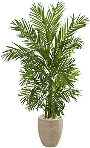 Nearly Natural 5ft. Areca Palm Artificial Tree in Sand Colored Planter
