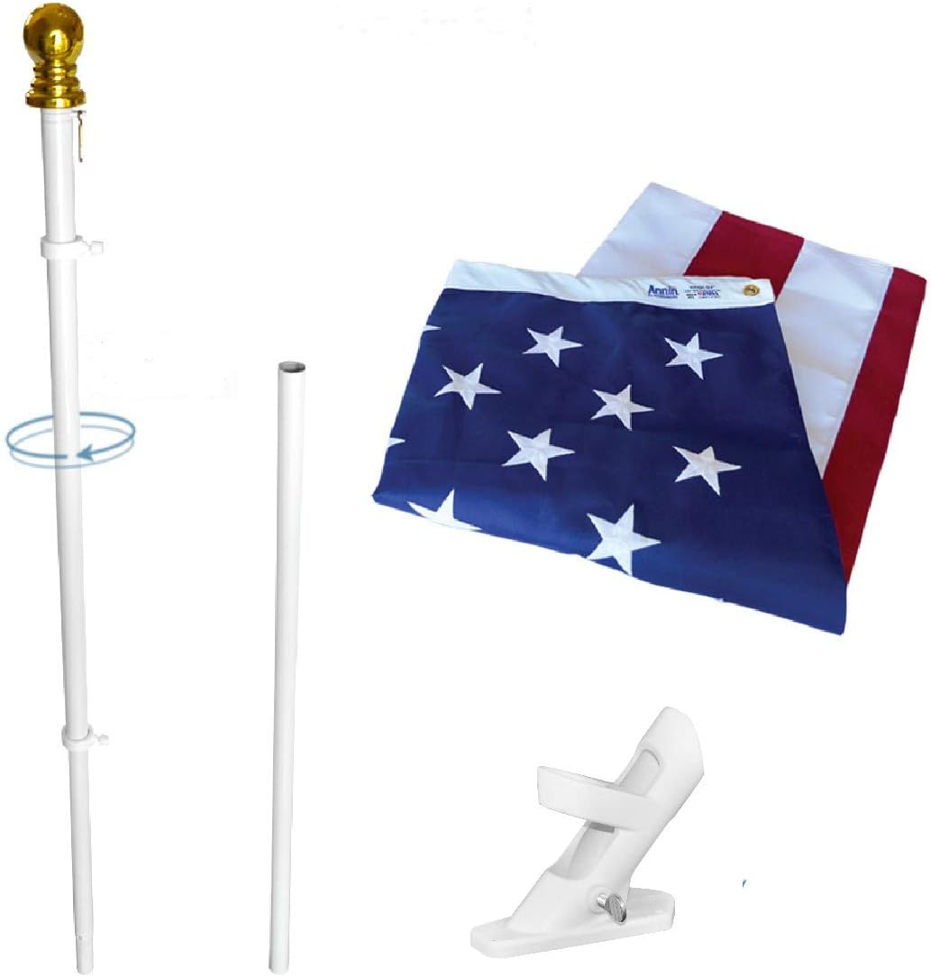 Annin Flagmakers American Flag & Flagpole Kit - 3 x 5 Feet (Model 11415) | All-Weather Nylon SolarGuard Nyl-Glo, 100% Made in USA