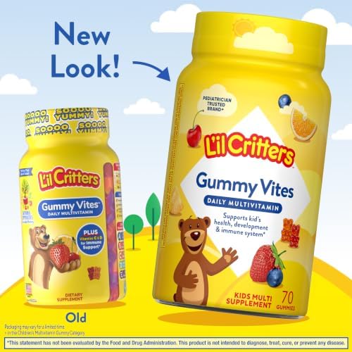 L'il Critters Kids Multivitamin Gummies | 70 Count | with Vitamins A, B, C, D