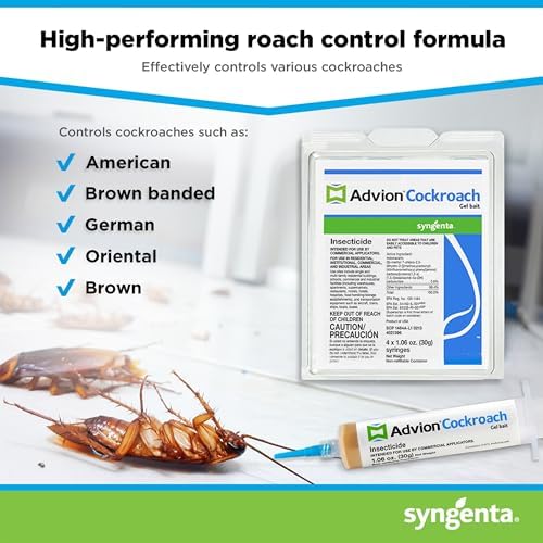 advion 383920 4 Tubes and 4 Plungers Cockroach German Roach Pest Control Inse, Brown