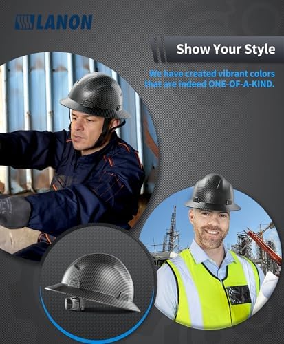 LANON Full Brim FRP Hard Hat, Class C, Premium Charcoal Gray Design