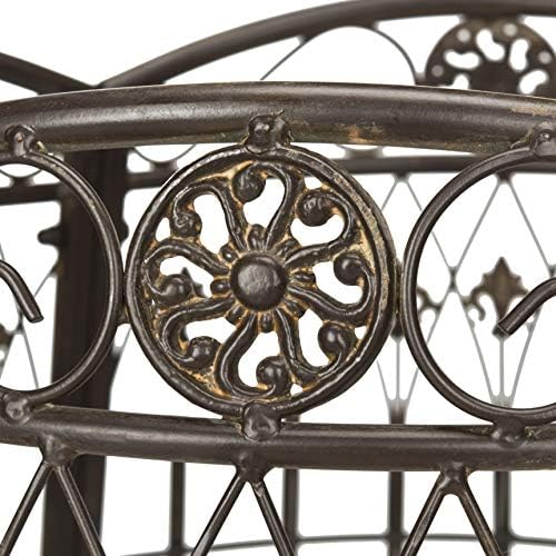 SAFAVIEH Outdoor - Ally Iron Tree Bench - Rustic Brown Iron Metal - Curved Scrollwork Garden Design - Ideal for Patio, Deck, Porch, Garden, 17.5" Seat Height (PAT5019A)