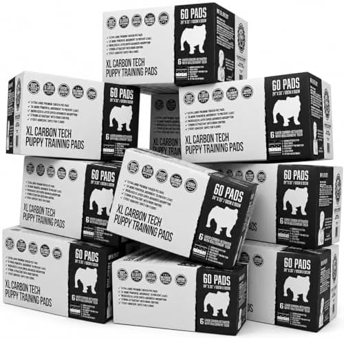 Bulldoglogy 50-Count Carbon Black Dog Pads Puppy Training Pads with Adhesive Tape 24x24 - Large Charcoal Puppy Pads Dog Training Wee Pads, Odor Control Thick Pee Pads for Dogs Extra Quick Dry