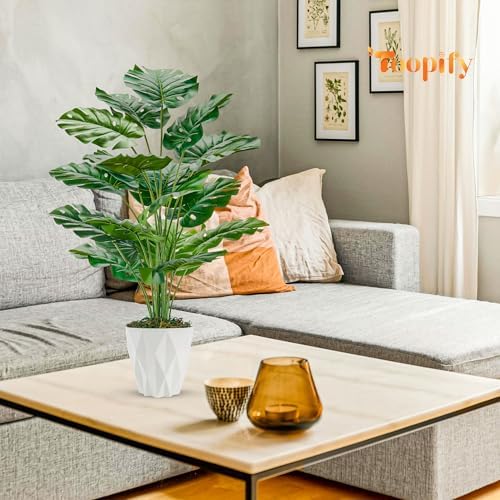 Toopify 19" Artificial Monstera Plant, Fake Plants for Indoor Outdoor Decor