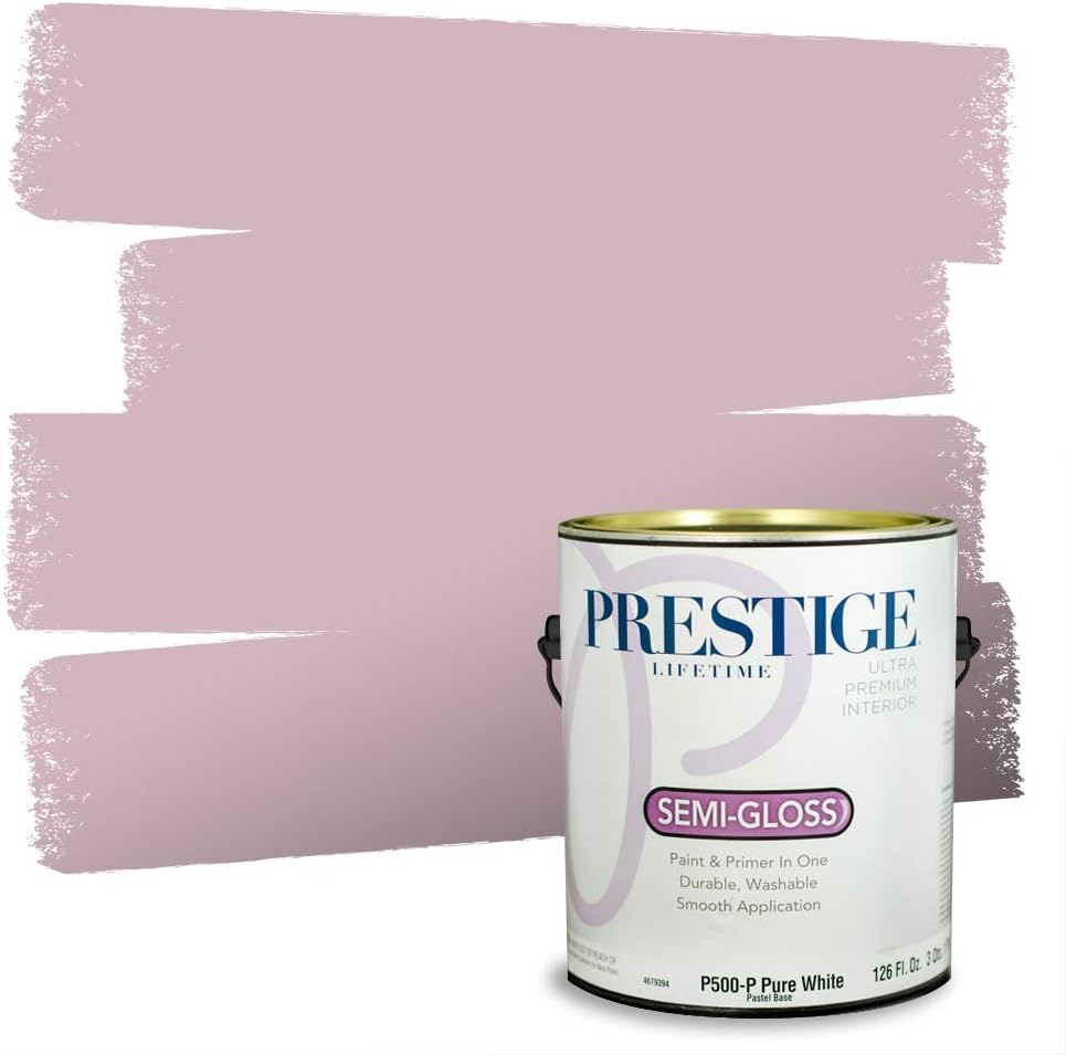PRESTIGE E500-P-SW6303 Exterior Paint and Primer in One, 1-Gallon, Semi-Gloss, Comparable Match of Sherwin Williams Rose Colored, 1 Gallon, SW17-Rose
