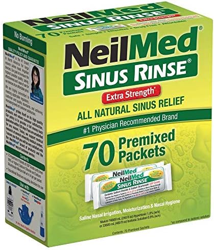 NeilMed's Sinus Rinse Extra Strength Pre-Mixed Hypertonic Packets-for Sinus Relief, 70 Count Box (Pack of 2)